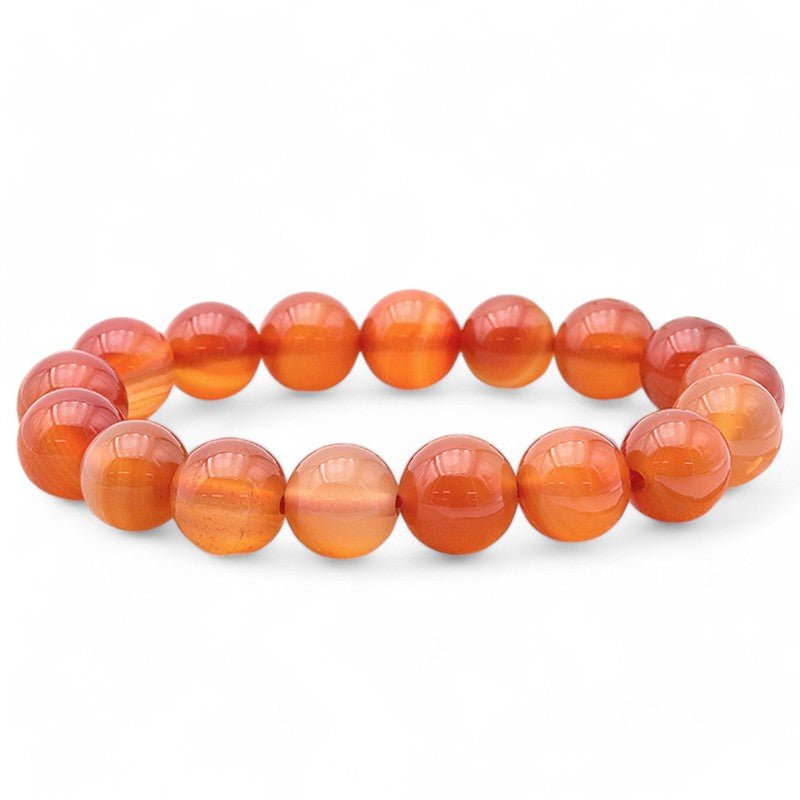Bracelet cornaline naturelle Brésil A (boules 12mm) - La Boite à Cailloux