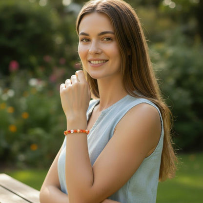 Bracelet cornaline naturelle Brésil A (boules 7 - 8mm) - La Boite à Cailloux