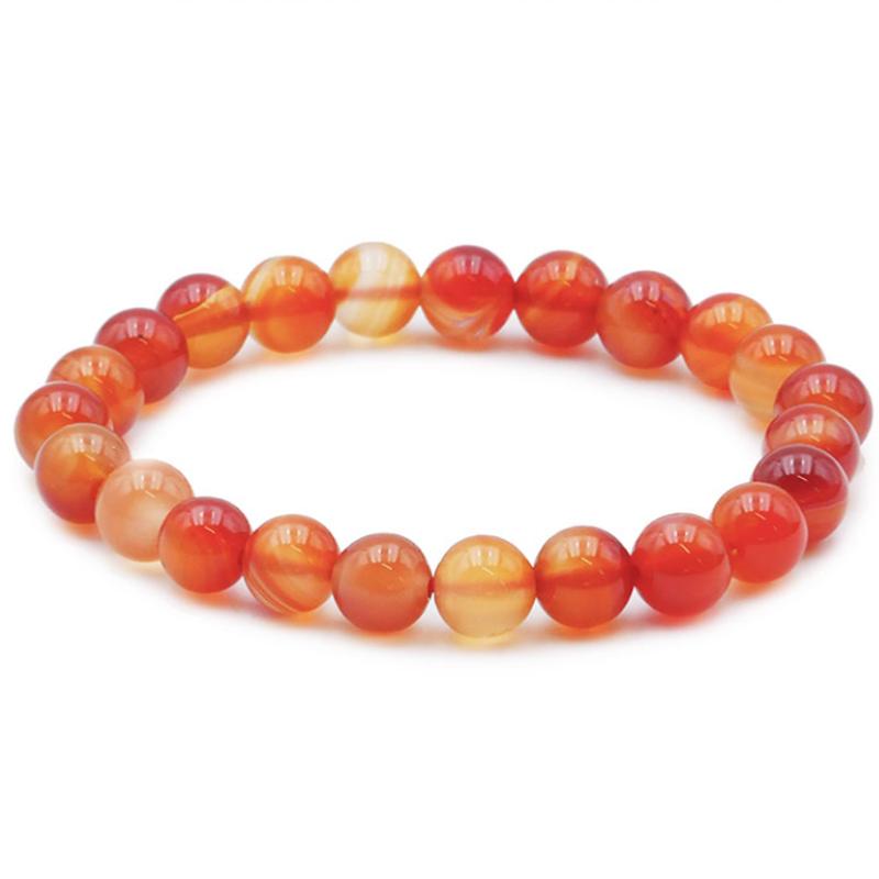 Bracelet cornaline naturelle Brésil A (boules 7 - 8mm) - La Boite à Cailloux
