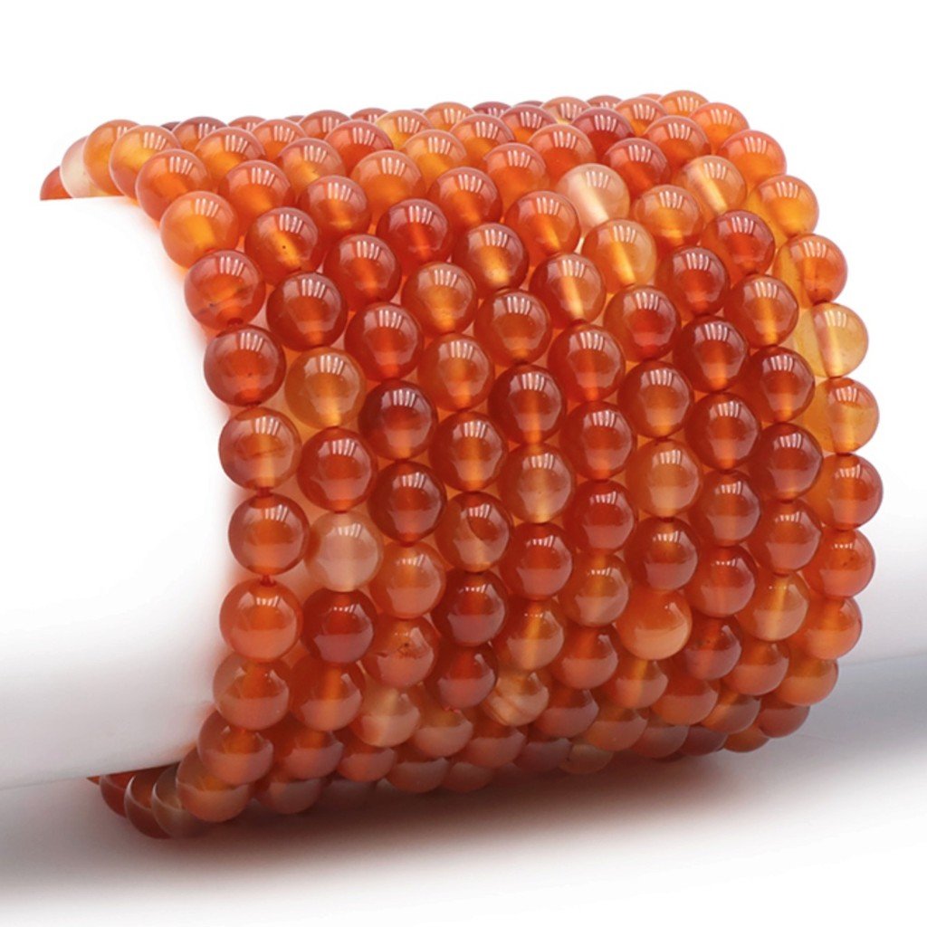 Bracelet cornaline naturelle Brésil A (boules 7-8mm) - Taille L - La Boite à Cailloux