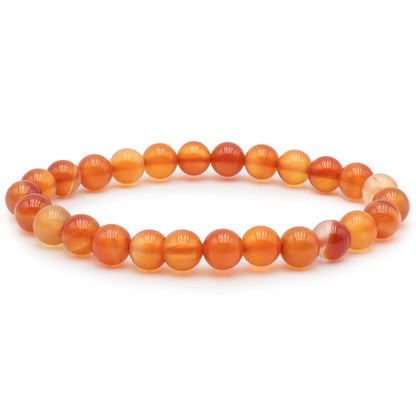 Bracelet cornaline naturelle Brésil A (boules 7 - 8mm) - Taille L - La Boite à Cailloux