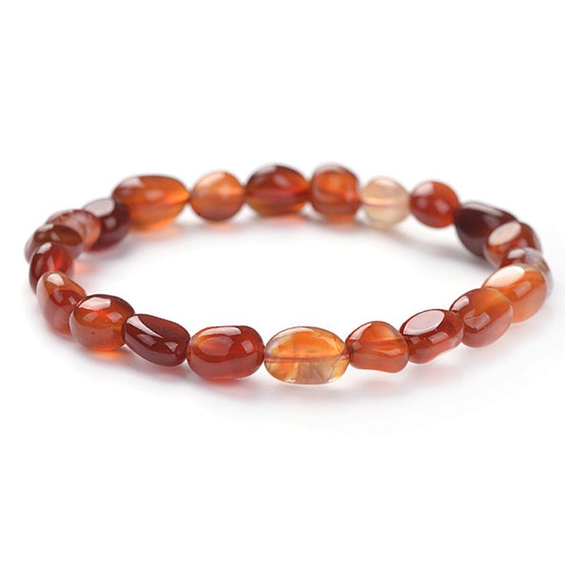 Bracelet cornaline naturelle Brésil A (grains 5 - 7mm) - La Boite à Cailloux