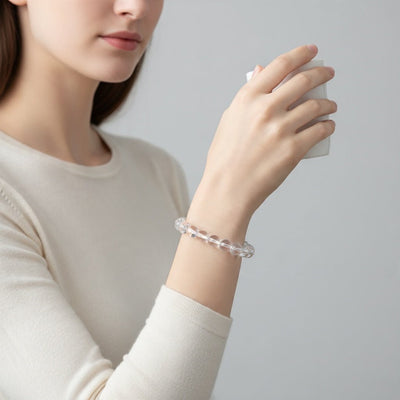 Pulseira de cristal de rocha Brasil A (contas de 10 mm)