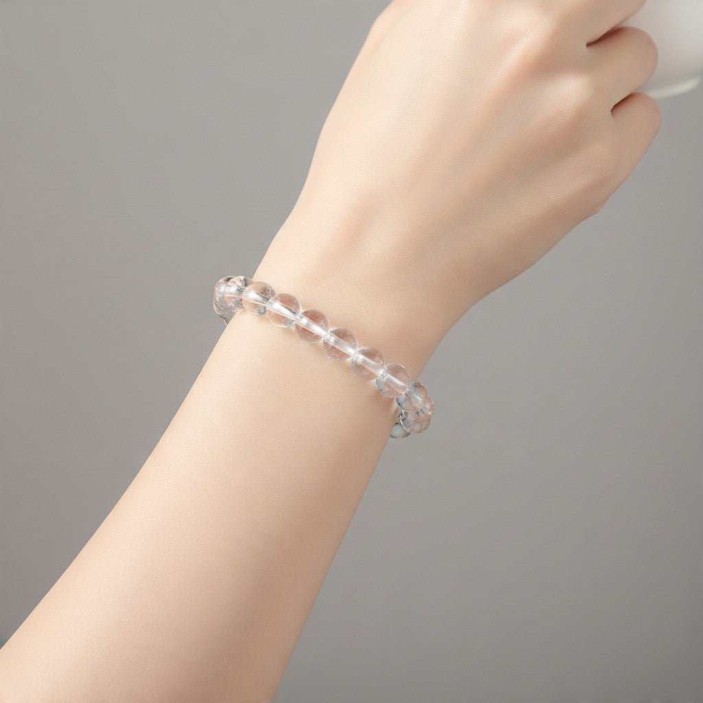 Bracelet cristal de roche Brésil A (boules 7-8mm) - La Boite à Cailloux