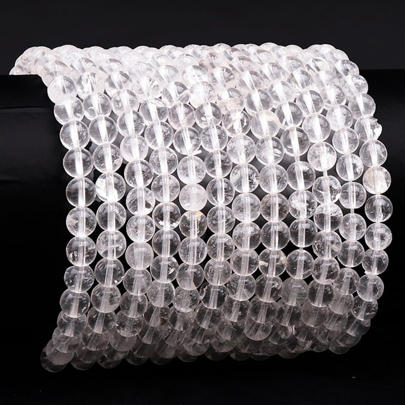 Bracelet cristal de roche Brésil AA (boules 5 - 6mm) - La Boite à Cailloux