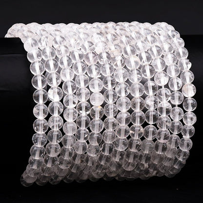 Bracelet cristal de roche Brésil AA (boules 5 - 6mm) - La Boite à Cailloux