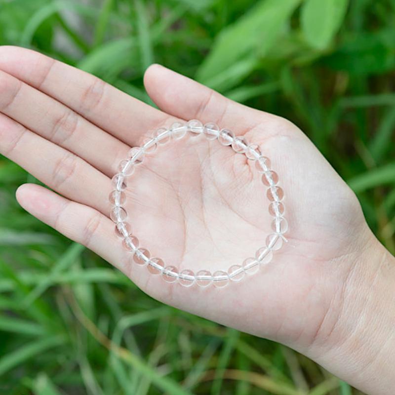 Bracelet cristal de roche Brésil AA (boules 5 - 6mm) - La Boite à Cailloux