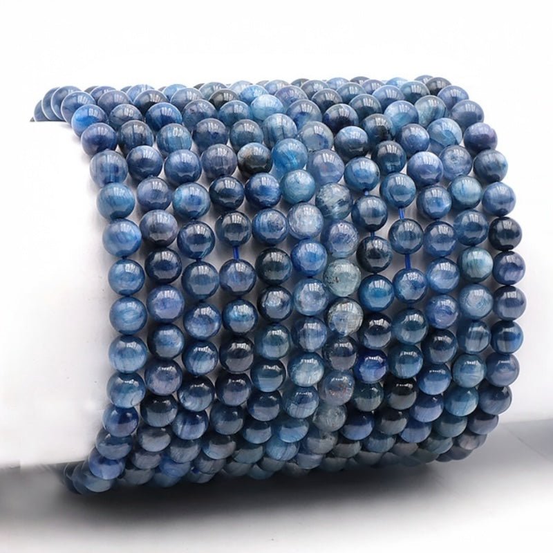 Bracelet cyanite bleue ou disthène chauffée Inde AA (boules 5 - 6mm ) - La Boite à Cailloux