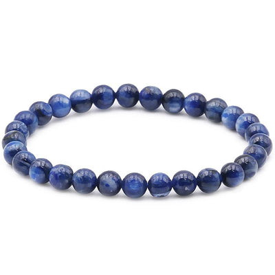 Pulsera de cianita azul calentada o disteno India AA (bolas de 5-6 mm)