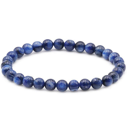 Bracelet cyanite bleue ou disthène chauffée Inde AA (boules 5 - 6mm ) - La Boite à Cailloux