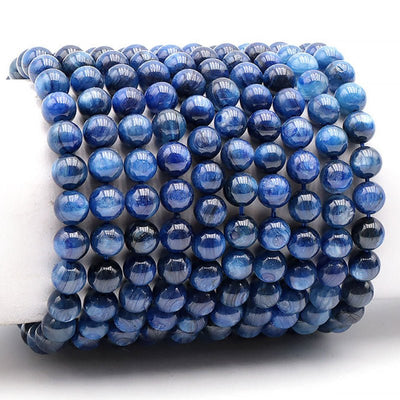 Pulsera de cianita azul calentada o disteno India AA (bolas de 7-8 mm)