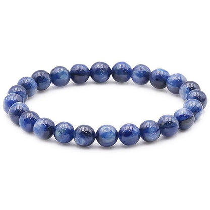 Bracelet cyanite bleue ou disthène chauffée Inde AA (boules 7 - 8mm) - La Boite à Cailloux