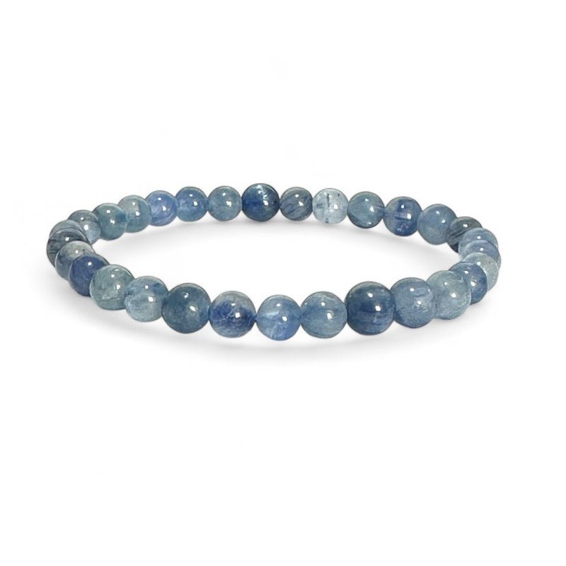 Bracelet cyanite bleue ou disthène naturelle Inde A (boules 5 - 6mm) - La Boite à Cailloux