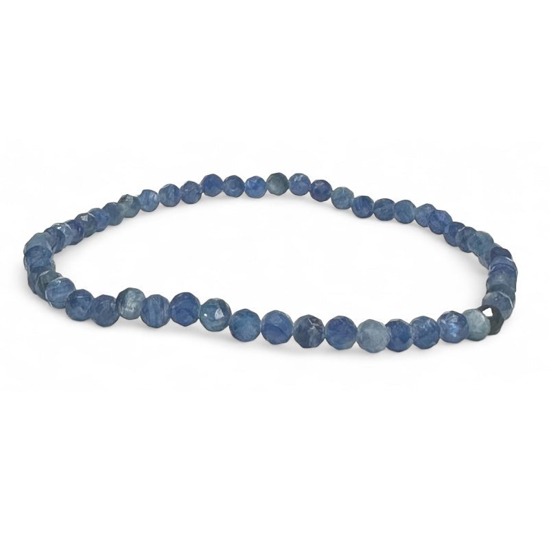 Bracelet cyanite bleue ou disthène naturelle Inde AA (perles facettées 3 - 4mm ) - La Boite à Cailloux