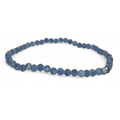 Pulsera de cianita azul natural o distena de la India (AA) (cuentas facetadas de 3-4 mm)