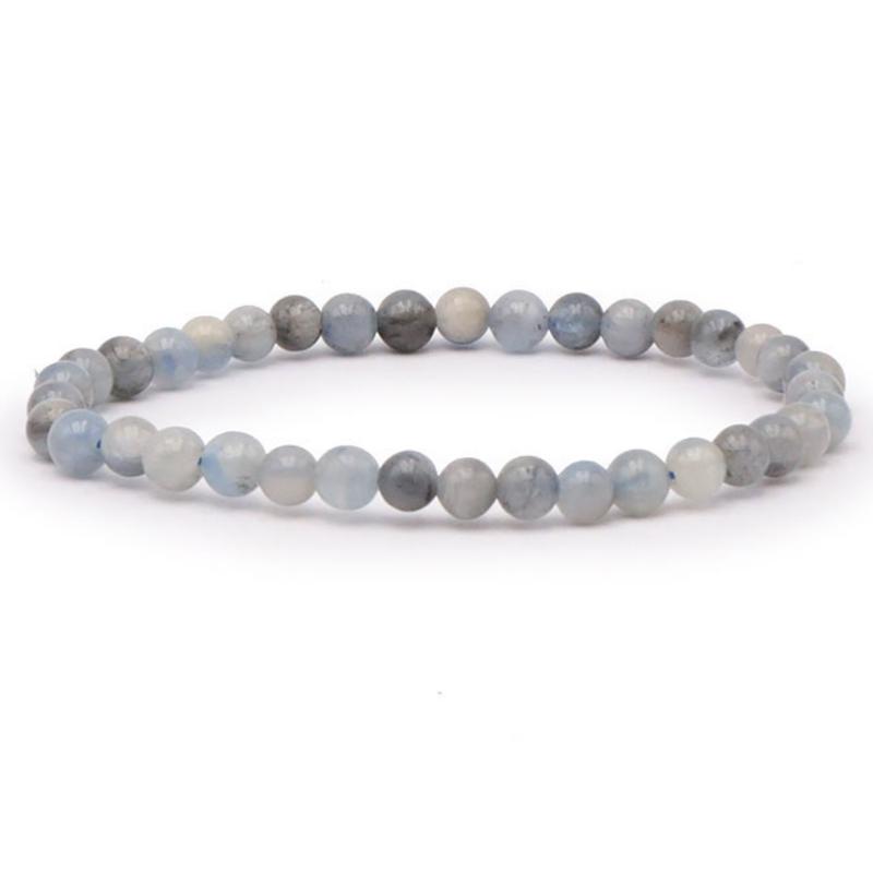 Bracelet cyanite bleue ou disthène naturelle Inde AB (boules 4,5 - 5,5mm) - La Boite à Cailloux