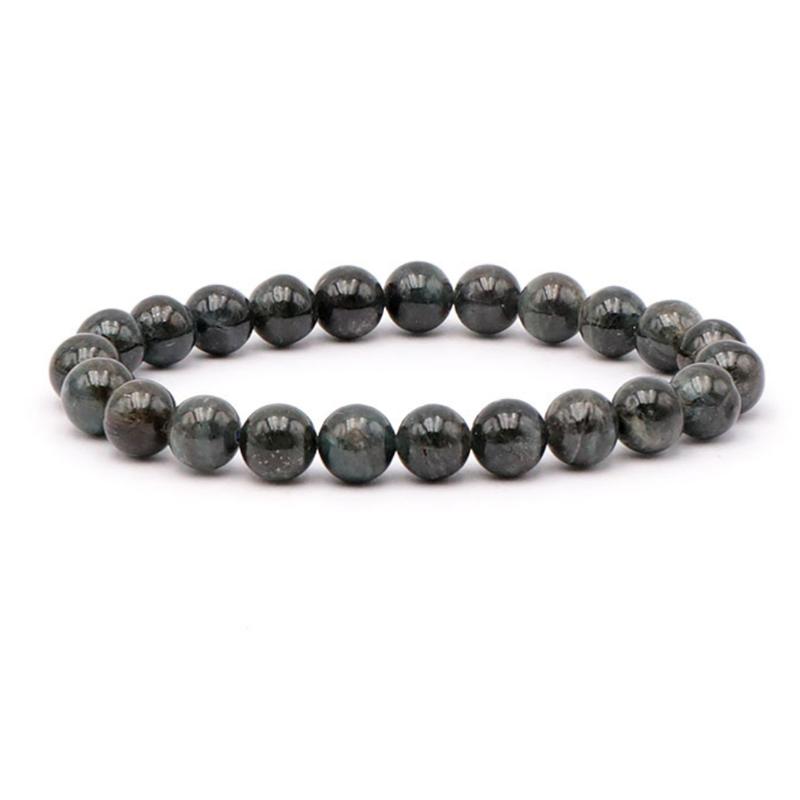 Bracelet cyanite verte noire Inde AA (boules 7,5 - 8,5mm) - La Boite à Cailloux