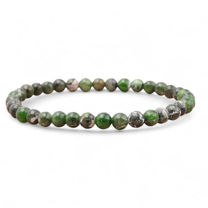 Bracelet diopside Vert sur gangue Etats - Unis AA (boules 4,5 - 5,5mm) - La Boite à Cailloux