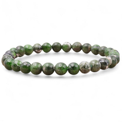 Bracelet diopside Vert sur gangue Etats - Unis AA (boules 5,5 - 6,5mm) - La Boite à Cailloux