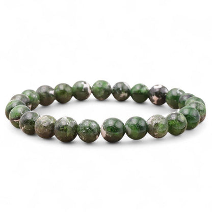Bracelet diopside Vert sur gangue Etats - Unis AA (boules 8,5 - 9,5mm) - La Boite à Cailloux