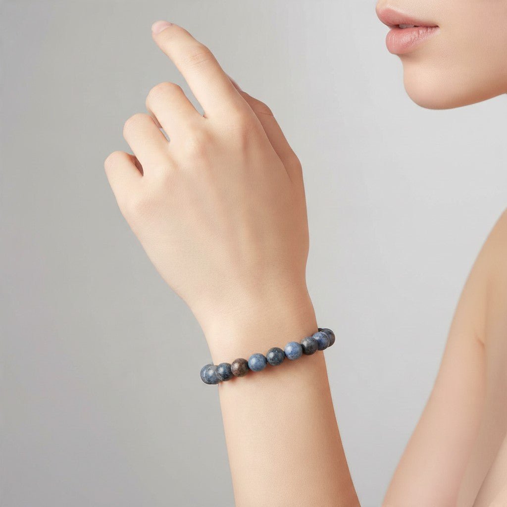 Bracelet dumortiérite Namibie AA (boules 7-8mm) - La Boite à Cailloux