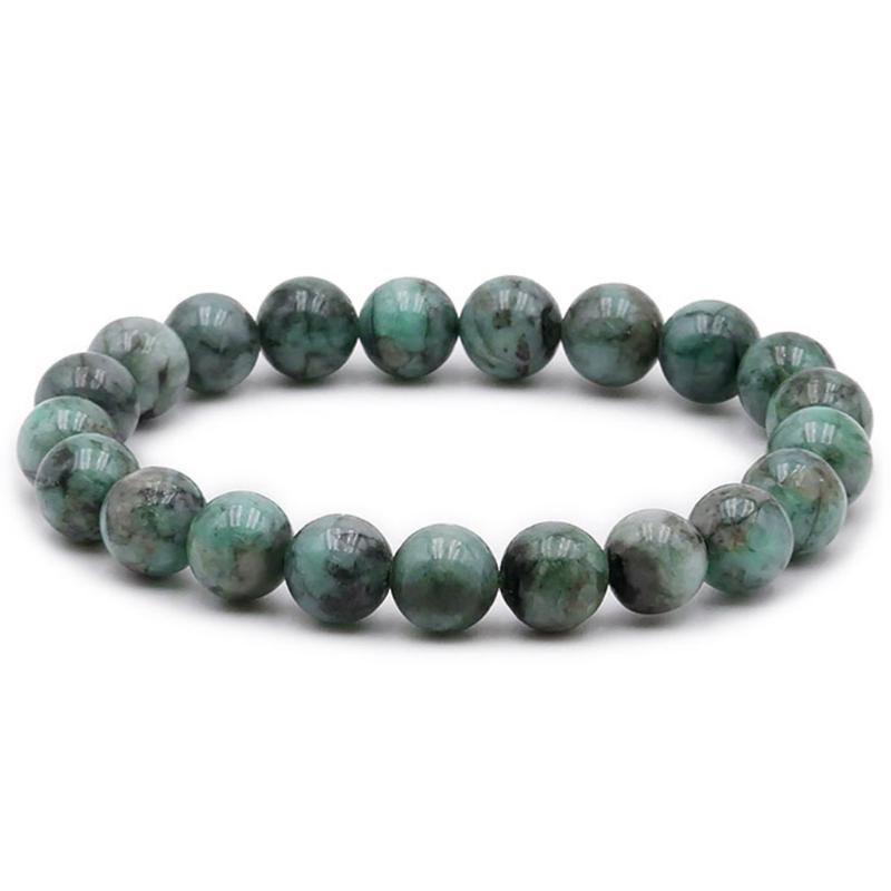 Bracelet émeraude Brésil A (boules de 9,5 - 10,5mm) - La Boite à Cailloux