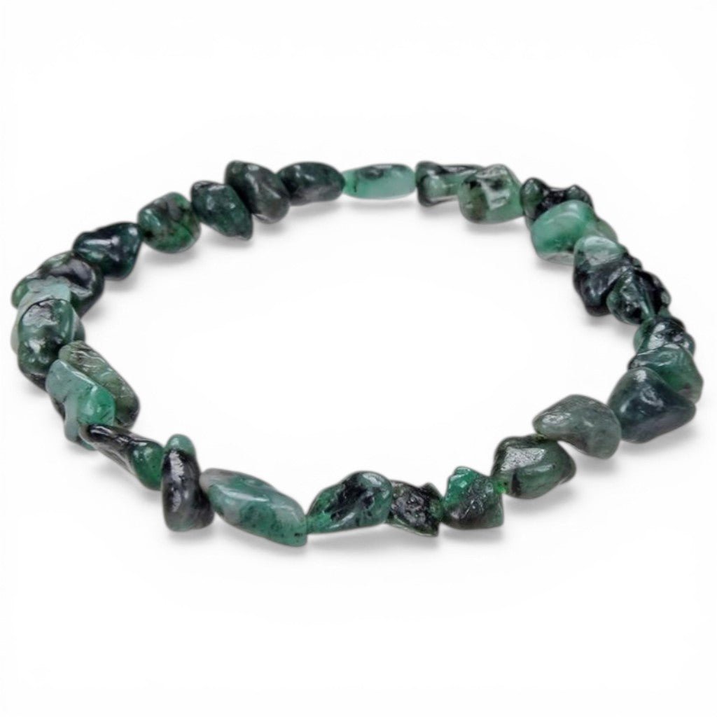 Bracelet emeraude Brésil AB (grains 7 - 9mm) - La Boite à Cailloux