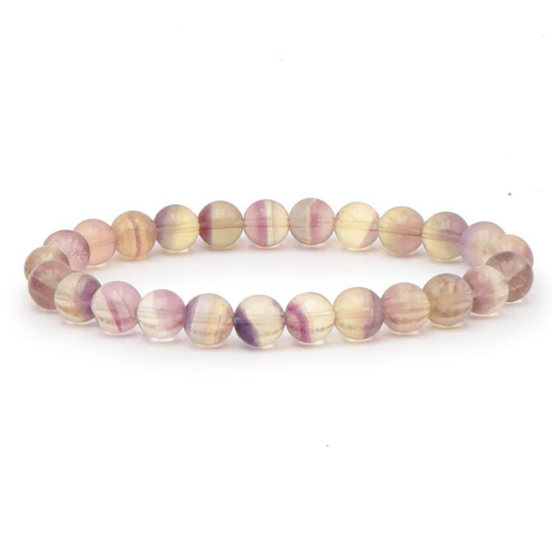 Bracelet fluorine jaune violette Chine AA+ (boules 8,5 - 9,5mm) - La Boite à Cailloux