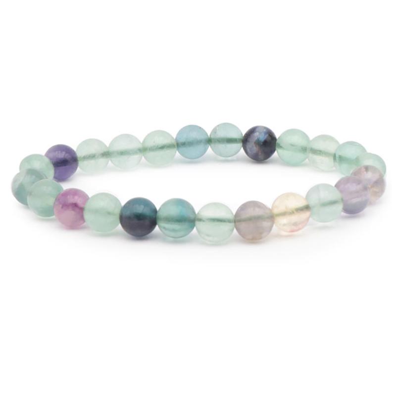 Bracelet fluorine multicolore Chine A (boules 7 - 8mm) - La Boite à Cailloux