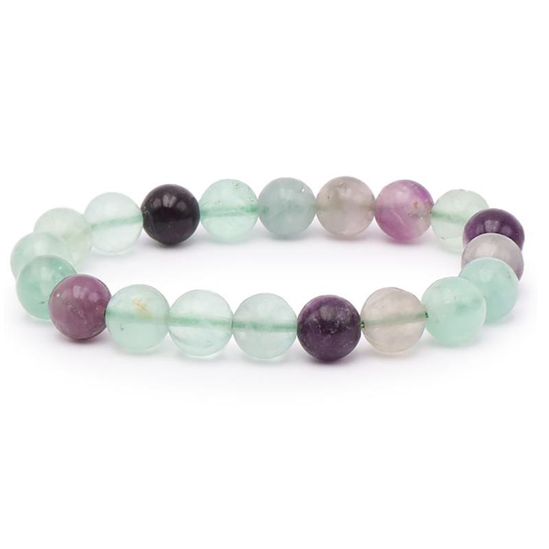 Bracelet fluorine multicolore Chine A (boules de 10mm) - La Boite à Cailloux