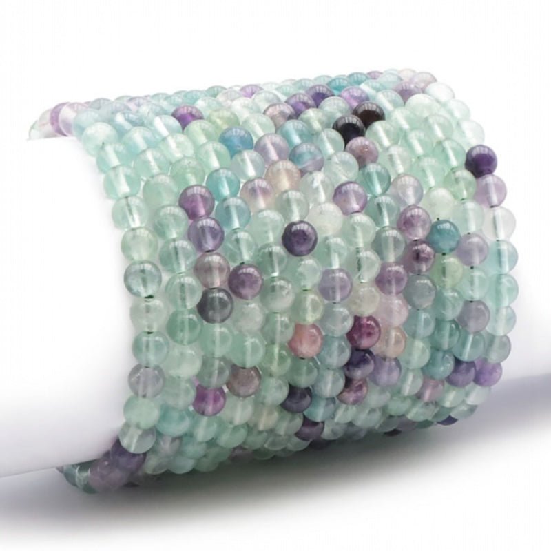 Bracelet fluorine multicolore Chine A (boules de 5 - 6mm) - La Boite à Cailloux