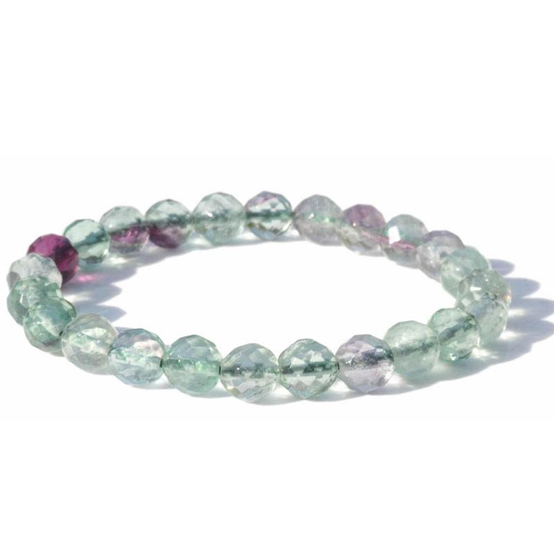 Bracelet fluorine multicolore Chine A (perles facettées 7 - 8mm) - La Boite à Cailloux