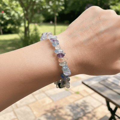 Pulsera China AA fluorita multicolor (perlas barrocas)