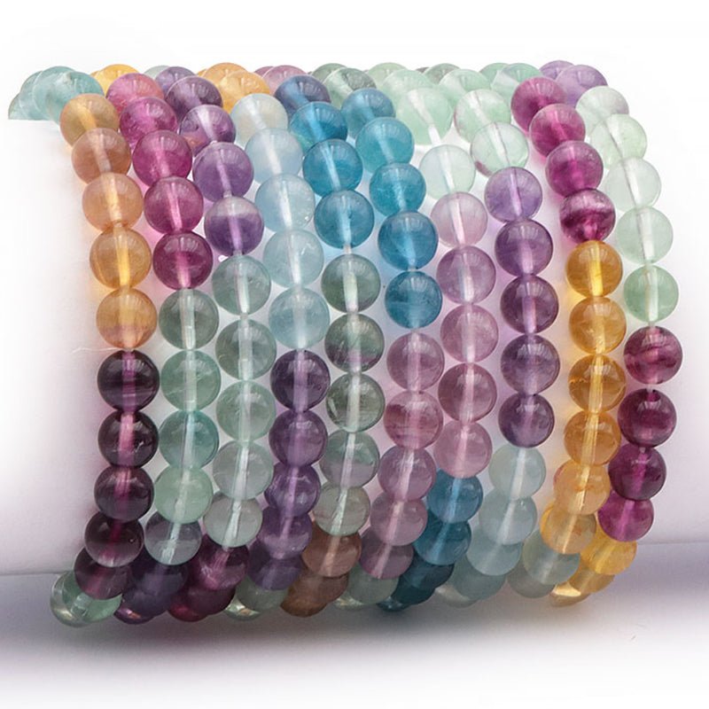 Bracelet fluorine multicolore trié Chine AA+ (boules 7 - 8mm) - La Boite à Cailloux