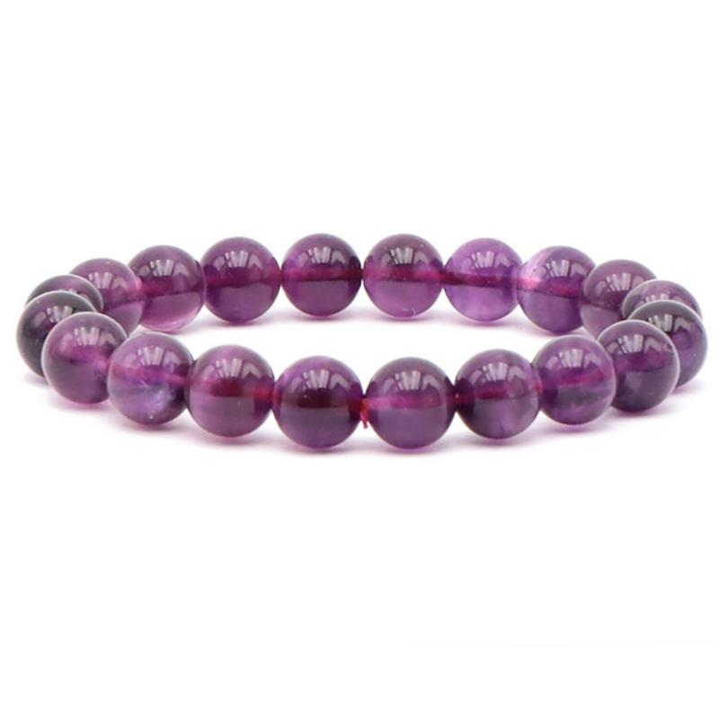 Bracelet fluorine violette Chine AA (boules 9.5 - 10.5mm) - La Boite à Cailloux