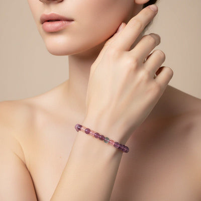 Bracciale in fluorite viola multicolore Cina AA+ (sfere 5-6mm)