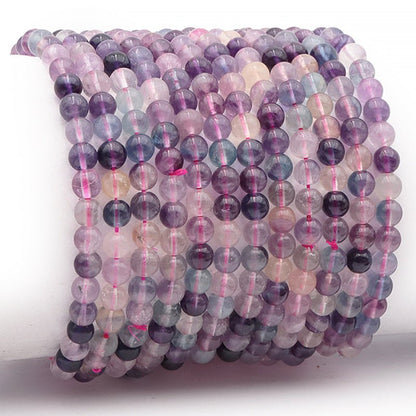 Bracelet fluorine violette multicolore Chine AA+ (boules 5 - 6mm) - La Boite à Cailloux