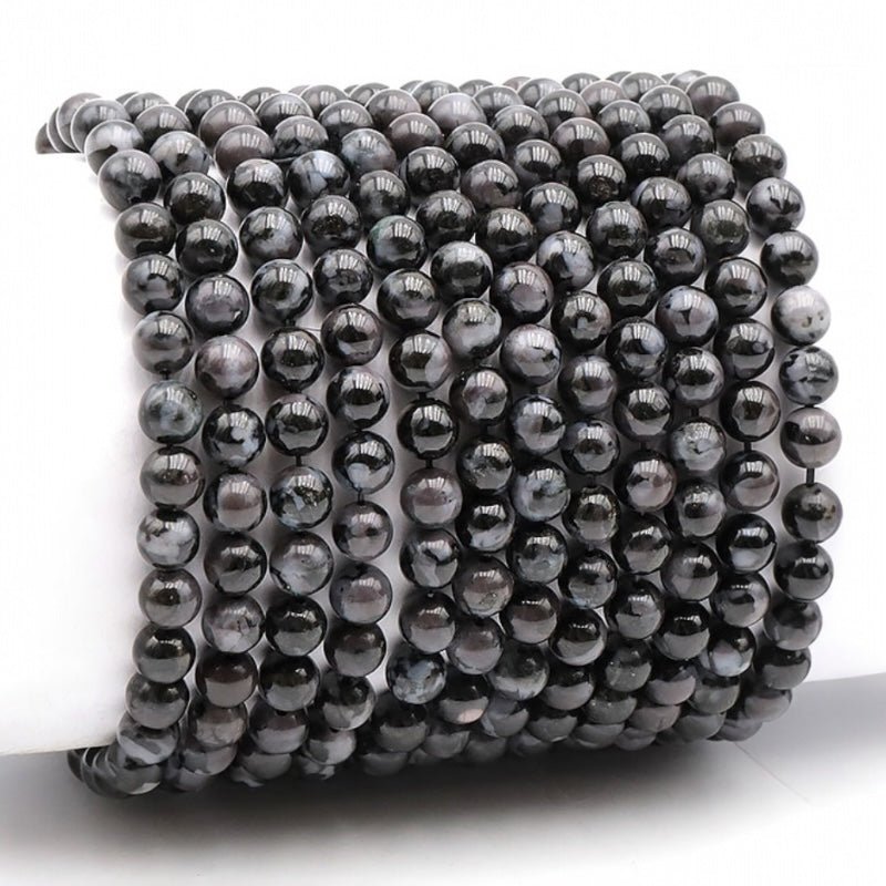 Bracelet Gabbro Madagascar A+ (Merlinite mystique) boules 5 - 6mm - La Boite à Cailloux