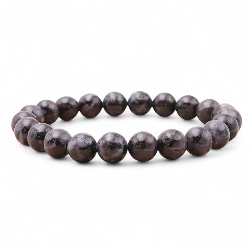 Bracelet Gabbro Madagascar A+ (Merlinite mystique) boules 7 - 8mm - La Boite à Cailloux