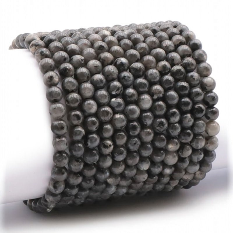 Bracelet granite (larvikite) Norvège A boules 5 - 6mm - La Boite à Cailloux