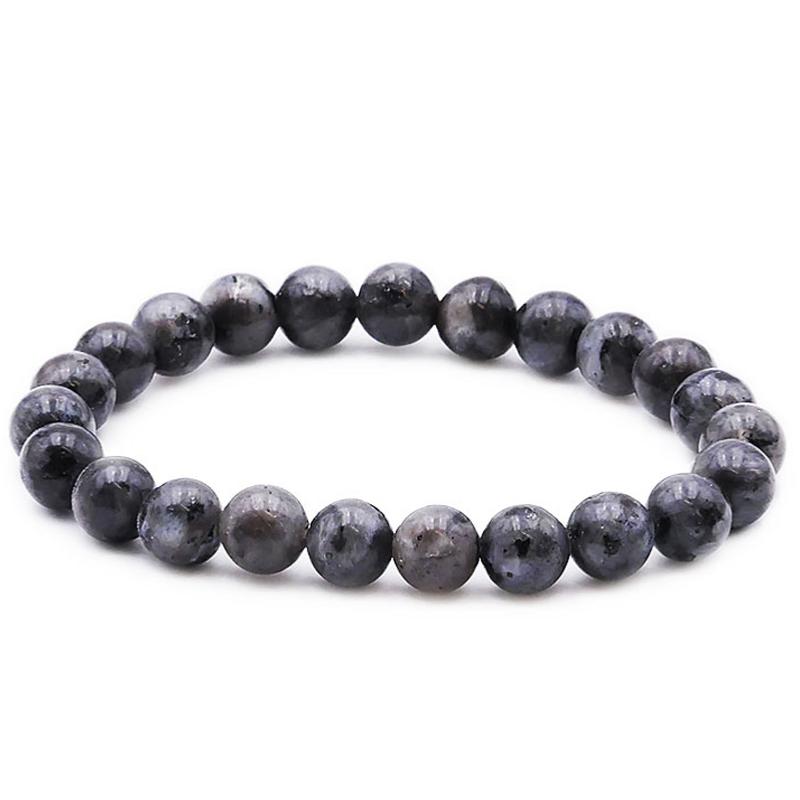 Bracelet granite Norvège A (larvikite) boules 7 - 8mm - La Boite à Cailloux