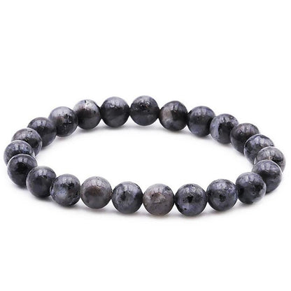 Bracelet granite Norvège A (larvikite) boules 7 - 8mm - La Boite à Cailloux
