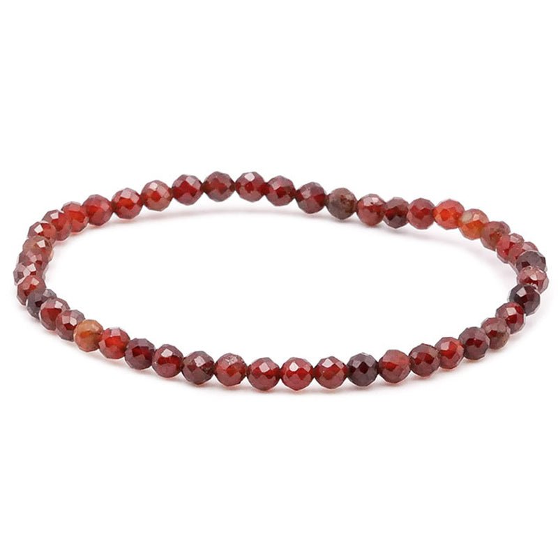 Bracelet grenat brun hessonite Etats - Unis A+ (perles facettées 3 - 4mm) - La Boite à Cailloux