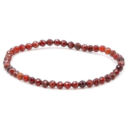 Bracelet grenat brun hessonite Etats - Unis A+ (perles facettées 3 - 4mm) - La Boite à Cailloux