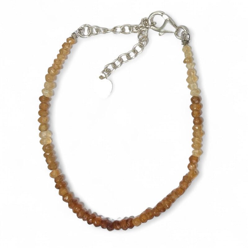 Bracelet grenat brun hessonite Inde A argent 925 - La Boite à Cailloux