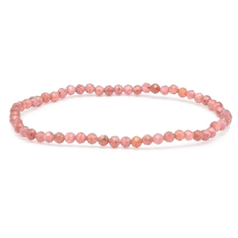 Bracelet grenat rhodolite Tanzanie A+ (perles facettées 3mm) - La Boite à Cailloux