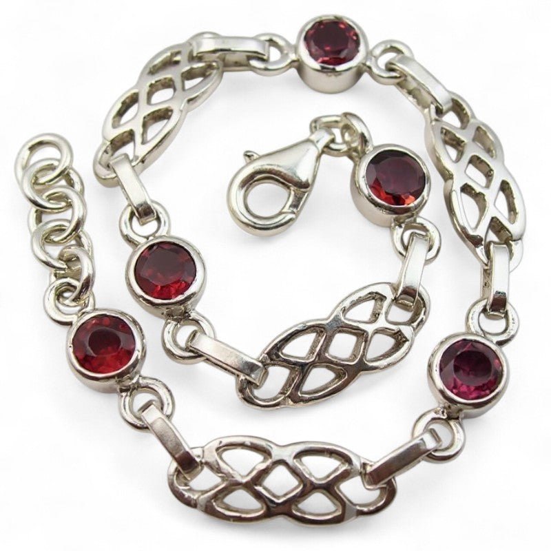 Bracelet grenat rouge almandin Inde AA argent 925 - La Boite à Cailloux