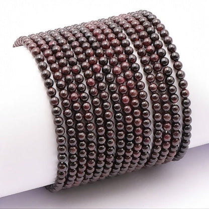 Bracelet grenat rouge almandin Pakistan A (boules 3 - 4mm) - La Boite à Cailloux