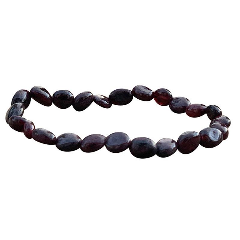 Bracelet grenat rouge almandin Pakistan A (grains 5 - 7mm) - La Boite à Cailloux
