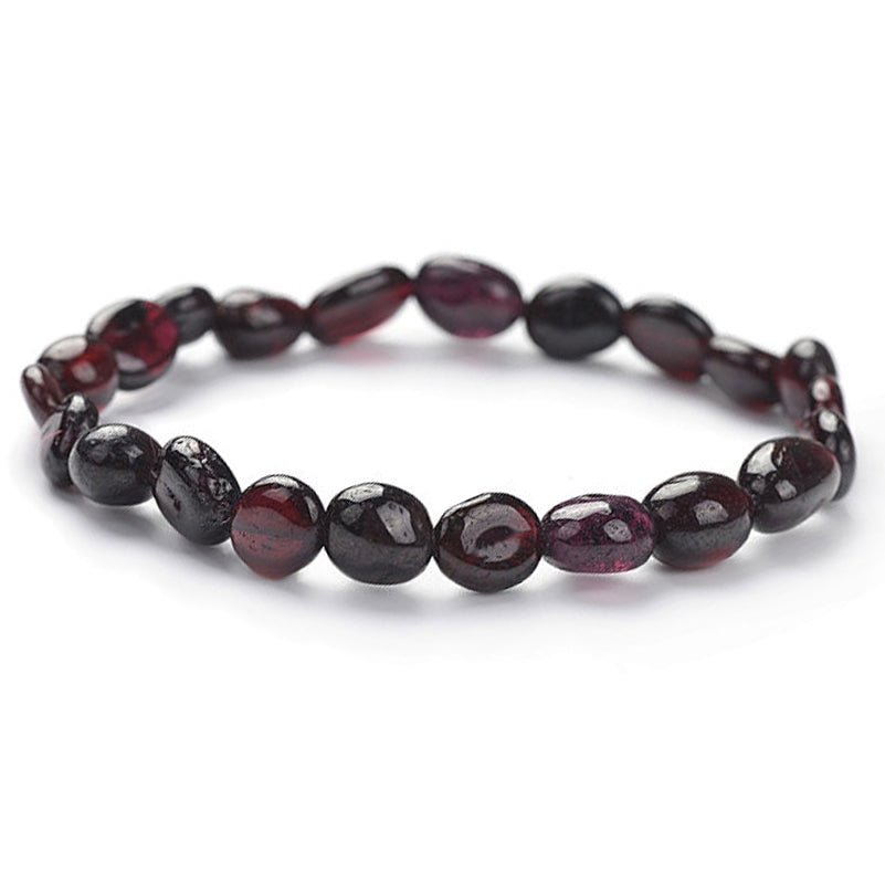 Bracelet grenat rouge almandin Pakistan A (grains 5 - 7mm) - La Boite à Cailloux